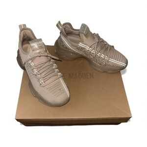 Steve Madden Women's Beige Sneakers with Rhinestones
